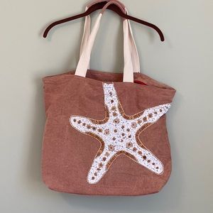 Beautiful Sun n Sand beach bag with beads and sequin, zippers closed - used once